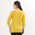 Women's Bright Mustard Yellow Round Neck Embroidered Kurti, पीला, small image number null