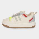 Men's Rich Eggshell White Lace-Up Casual Sneakers, White, small