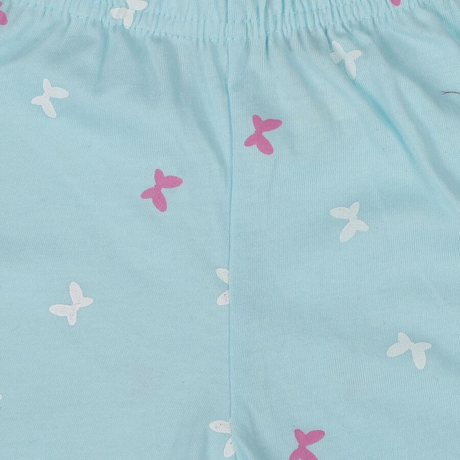 Girls' Light Blue Cotton Blend Shorts, हल्का नीला, large
