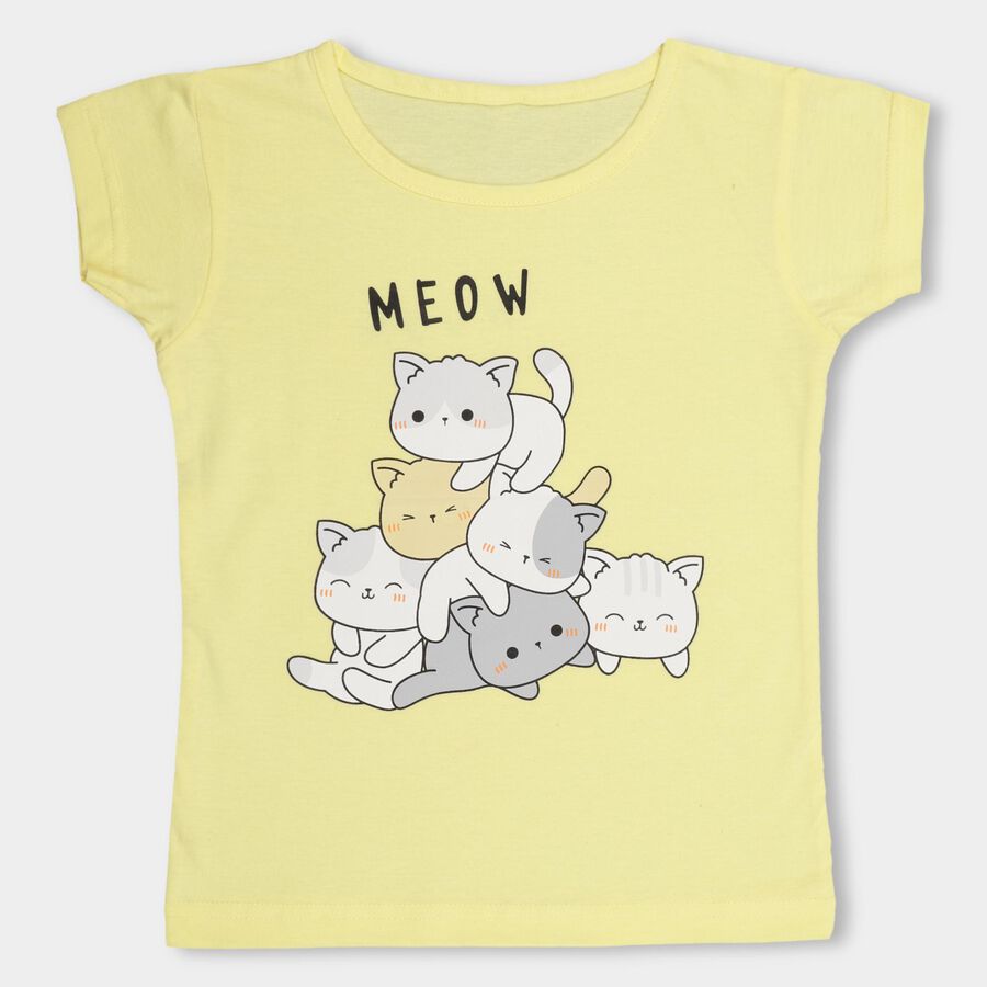 Girls' 100% Cotton T-Shirt , Yellow, large image number null
