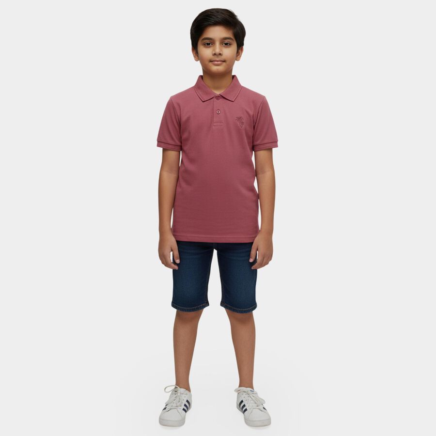 Boys Bright Pink Round Neck Casual Half Sleeve T-Shirt, गुलाबी, large