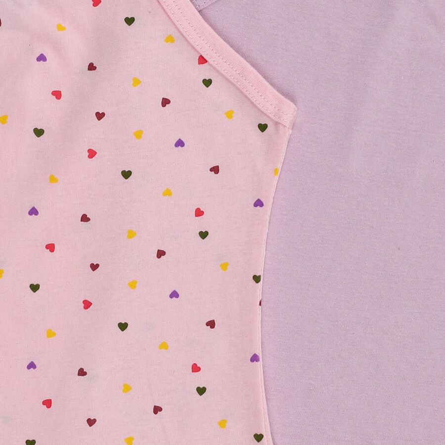 Girls' Pastel Pink Cotton Square Neck Casual Vest, लाइलेक, large image number null