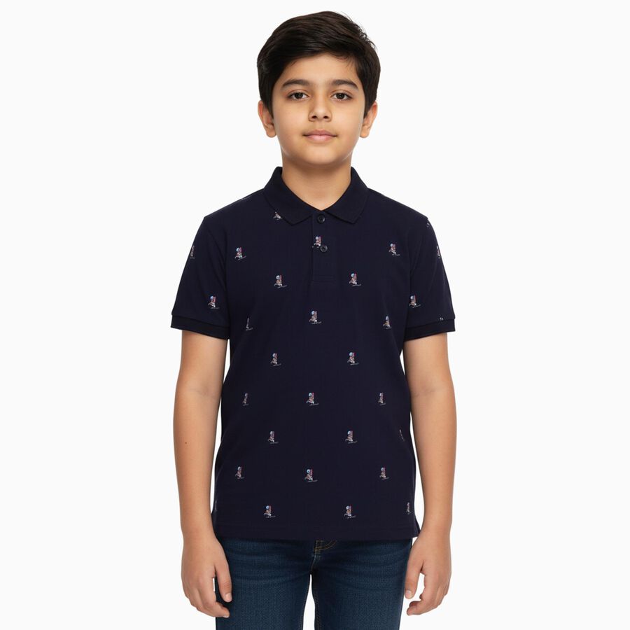 Boys' Half Sleeves T-Shirt, नेवी ब्लू, large image number null