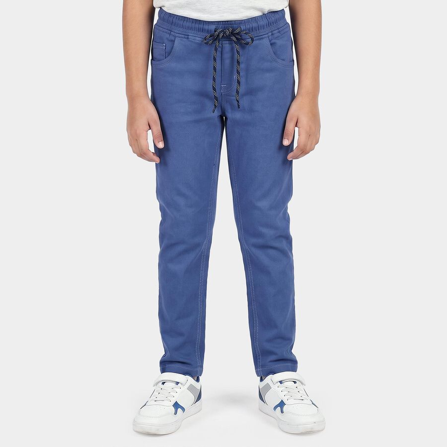 Boys' Blue Straight Fit Drawstring Waist Jeans, Light Blue, large