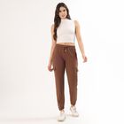 Women's Regular Fit Track Pants, भूरा, small