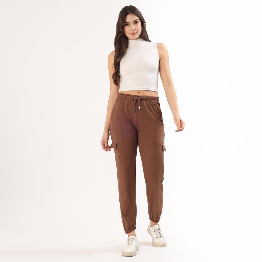 Women's Regular Fit Track Pants, भूरा, large