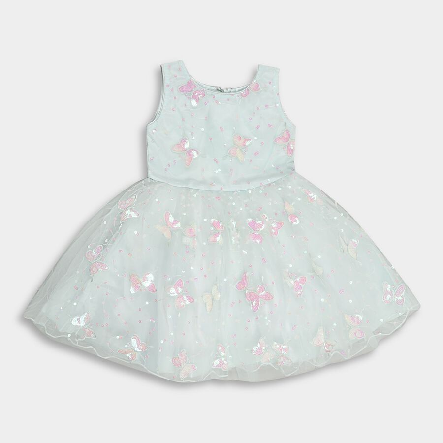Girls' Frock, हल्का हरा, large image number null