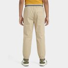 Boys' Khaki Cotton Regular Fit Trousers, खाकी, small