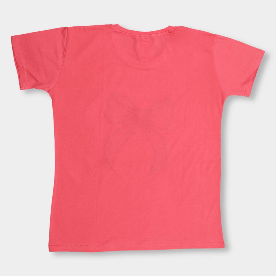 Girls' 100% Cotton T-Shirt , गुलाबी, large