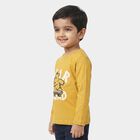 Boys Mustard Cotton Blend Round Neck Regular Boys T-Shirt, Mustard, small