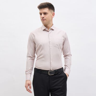 Men's Light Beige Slim Fit Formal Shirt