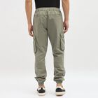Men's Muted Sage Green Slim Fit Cargo Joggers, Light Green, small image number null