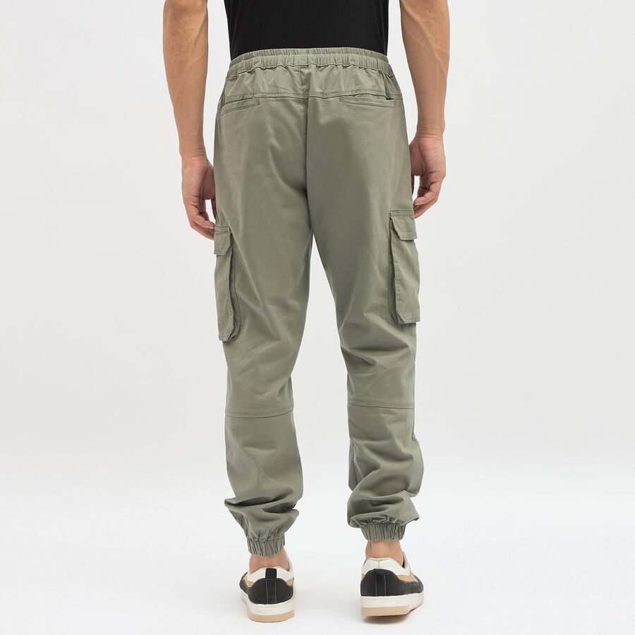 Men's Muted Sage Green Slim Fit Cargo Joggers, Light Green, large image number null