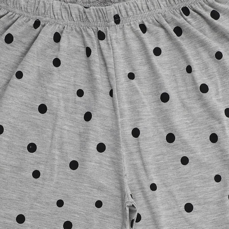 Girls' Light Grey Polka Dot Elastic Waist Capri, Melange Light Grey, large image number null