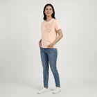 Women's Light Pink Round Neck Casual T-Shirt, Light Pink, small