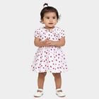 Infant Girls' White Regular Fit Floral Print Frock, सफ़ेद, small