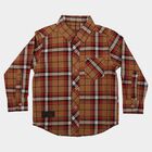 Boys Brown Cotton Long Sleeve Collar Regular Fit Shirt, भूरा, small
