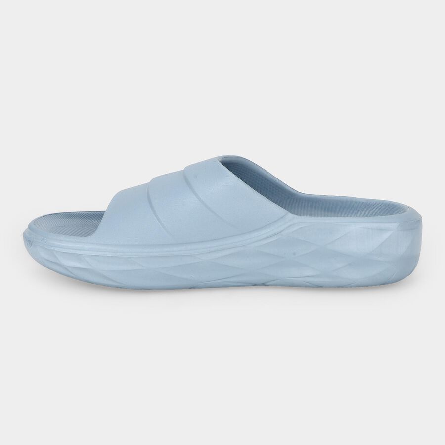 Men's Light Blue Slip-On Slide Sandals, नीला, large