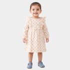 Infants' Beige Fit and Flare Floral Printed Frock, Beige, small