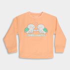 Girls Soft Peach Crew Neck Graphic Sweatshirt, Peach, small image number null