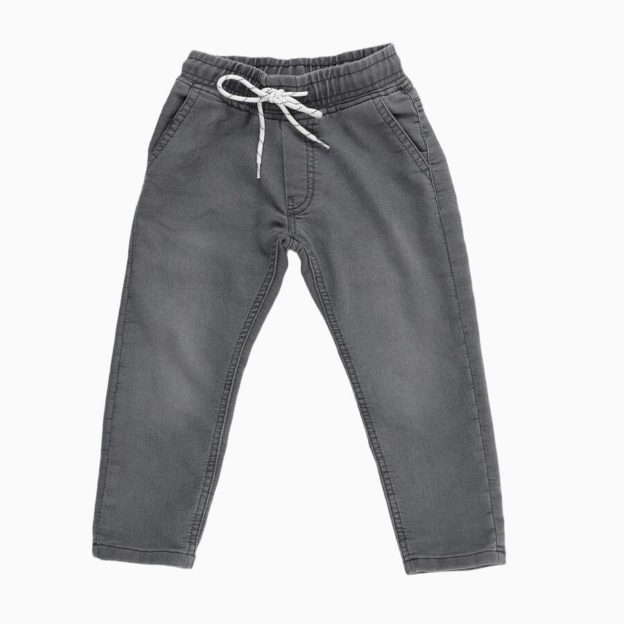 Boys' Muted Charcoal Grey Regular Fit Elastic Waist Jeans, हल्का ग्रे, large image number null