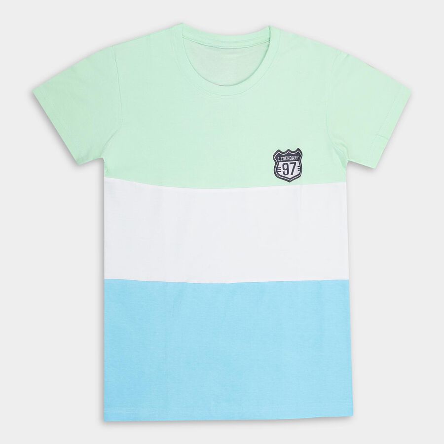 Boys' 100% Cotton Half Sleeves T-Shirt , Light Green, large image number null