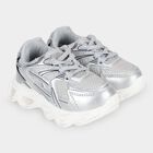 Boys Silver Lace-Up Sneakers, Silver, small