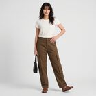 Women's Olive Green Straight Fit Cargo Trousers, Olive, small