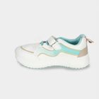 Girls White Velcro Strap Sneakers, White, small
