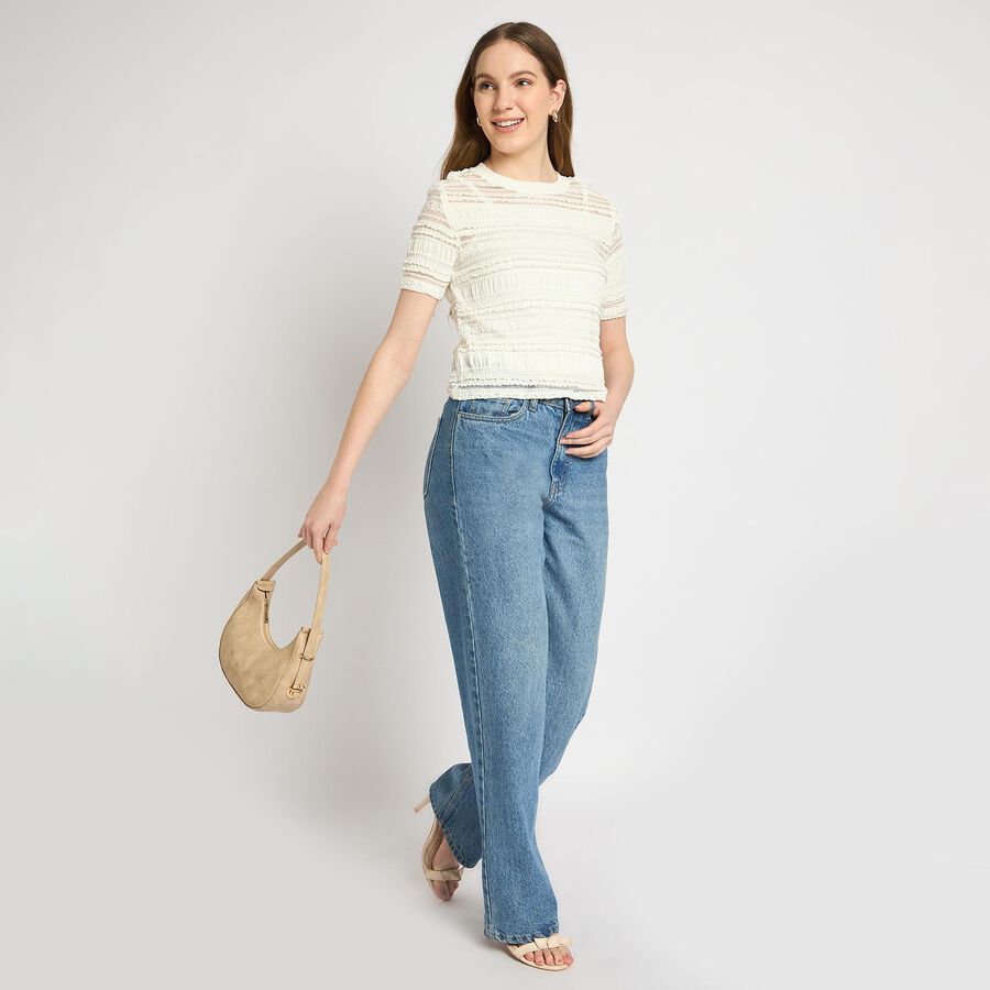 Ladies'  Crop  Top, ऑफ व्हाइट, large