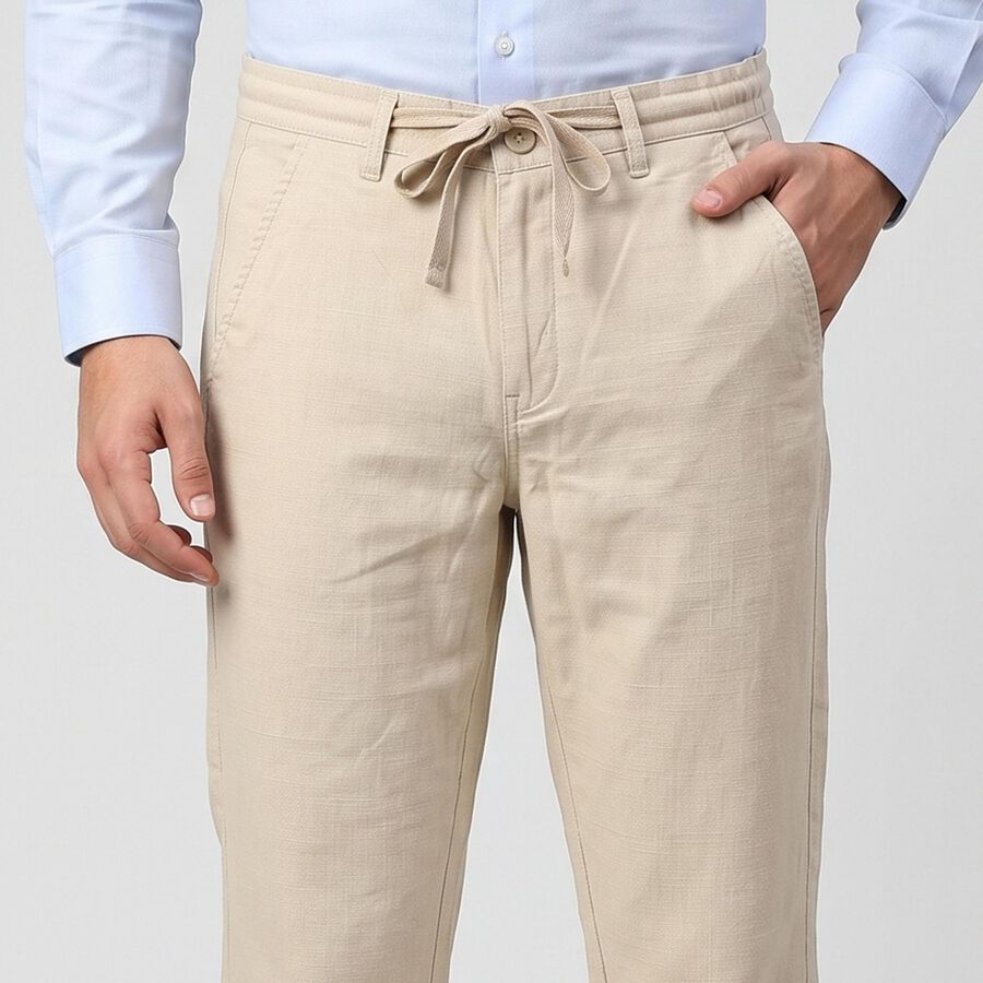 Men's Off White Slim Fit Chino Trousers, Off White, large