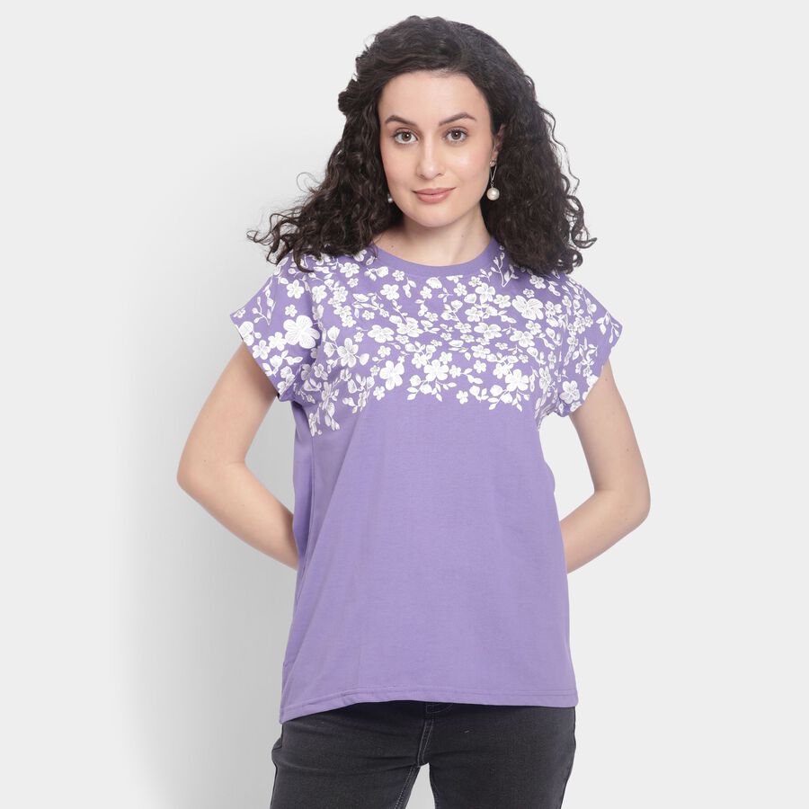 Ladies' Round Neck T-Shirt , Purple, large image number null