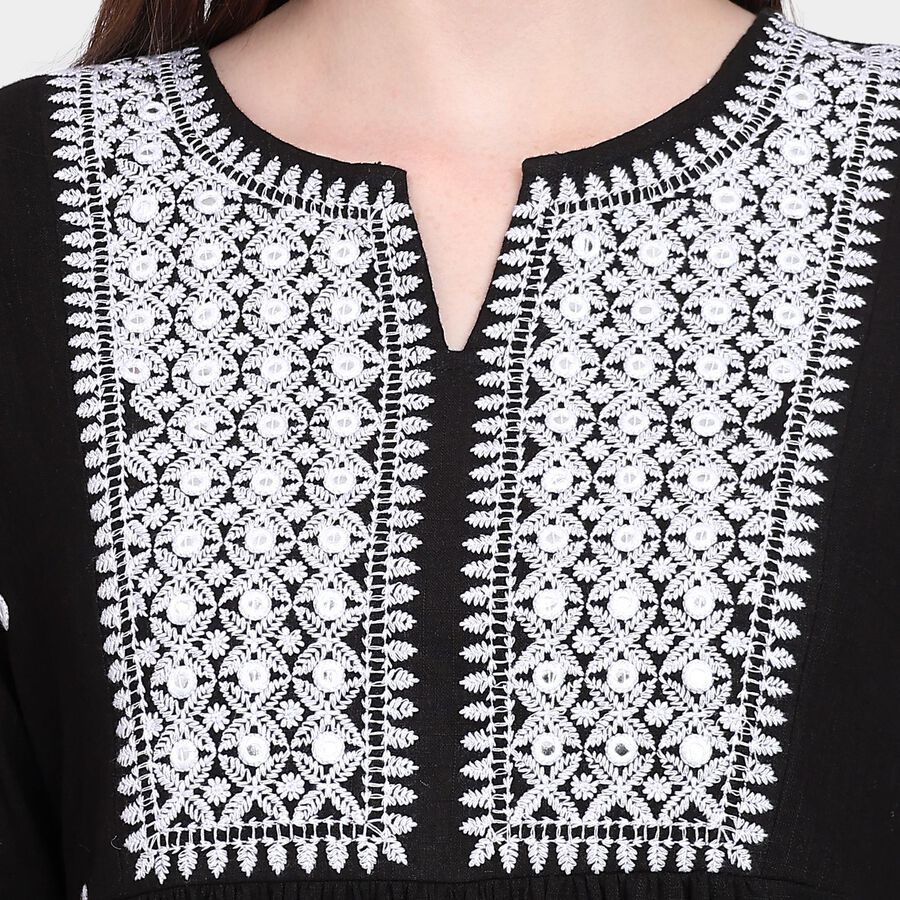 Ladies' 100% Cotton Kurta, काला, large image number null