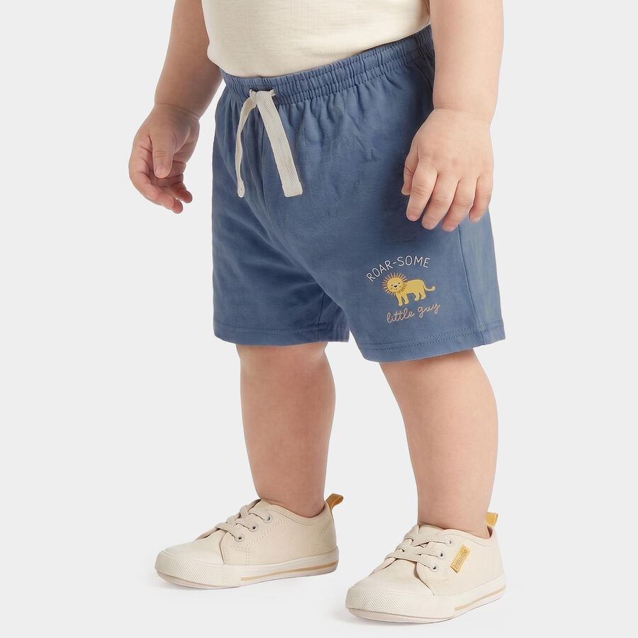 Infants' Blue Regular Fit Printed Half Pant, रॉयल ब्लू, large
