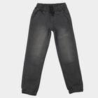 Boys Grey Jogger Fit Washed Jeans, हल्का ग्रे, small