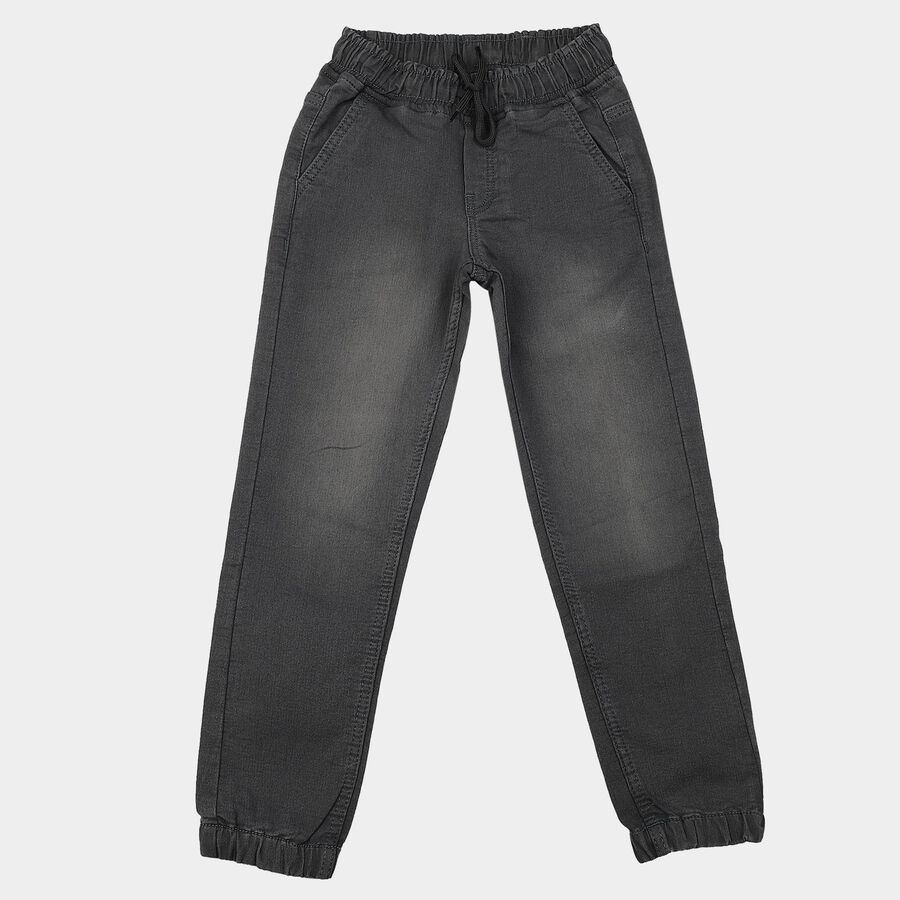 Boys Grey Jogger Fit Washed Jeans, हल्का ग्रे, large