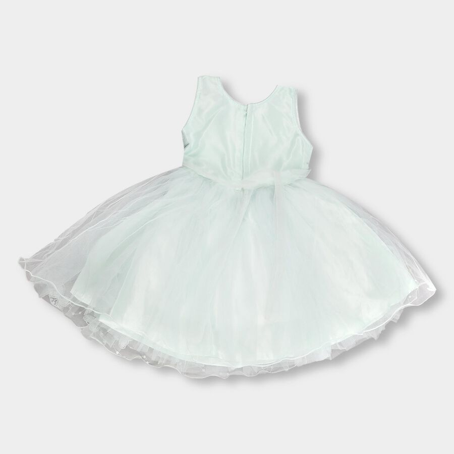 Girls' Soft Mint Green Butterfly Sequin Party Wear Frock, Light Green, large image number null