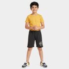 Boys' Black Regular Fit Printed Athletic Bermuda Shorts, चारकोल, small