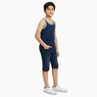 Boys Navy Blue Cotton Round Neck Sleeveless Vest, टील ब्लू, small image number null