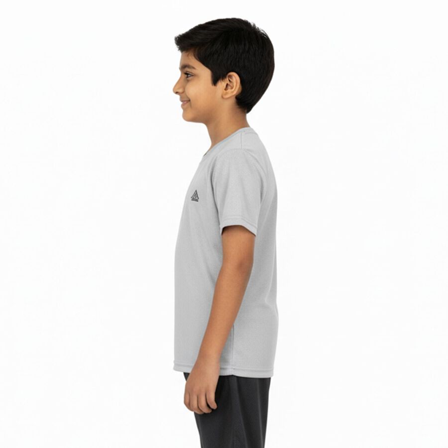 Boys Light Grey Crew Neck Casual Half Sleeve T-Shirt, हल्का ग्रे, large image number null