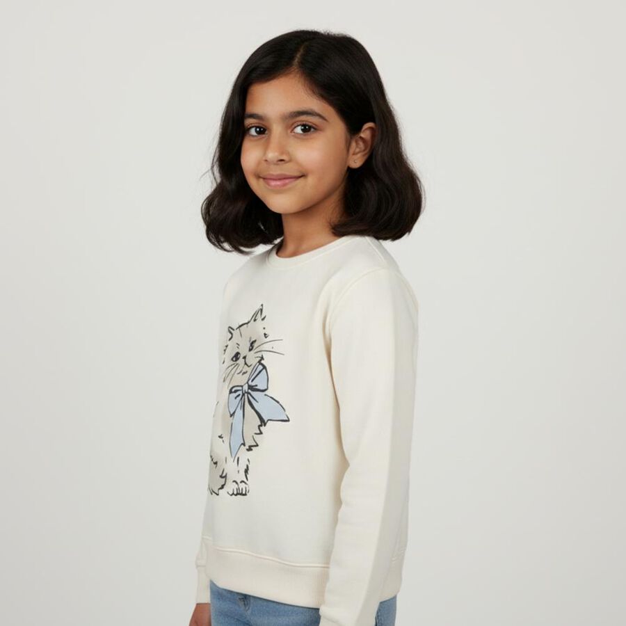 Girls' Sweatshirt, Off White, large image number null