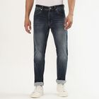Men's Stonewashed Slim Fit Five-Pocket Jeans, Dark Blue, small image number null