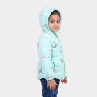 Girls' Aqua Hooded Puffer Jacket, Aqua, small