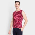 Printed Sleeveless T-Shirt, Maroon, small image number null