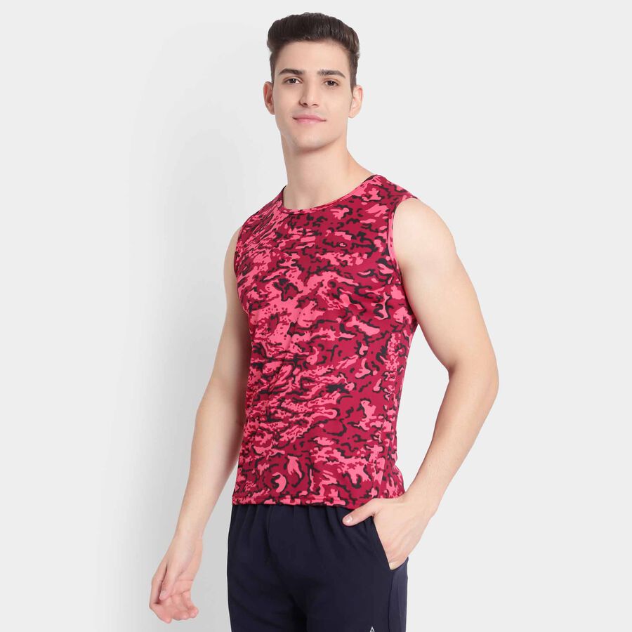 Printed Sleeveless T-Shirt, Maroon, large image number null
