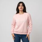 Women Pink Crew Neck Pullover Sweatshirt, हल्का गुलाबी, small