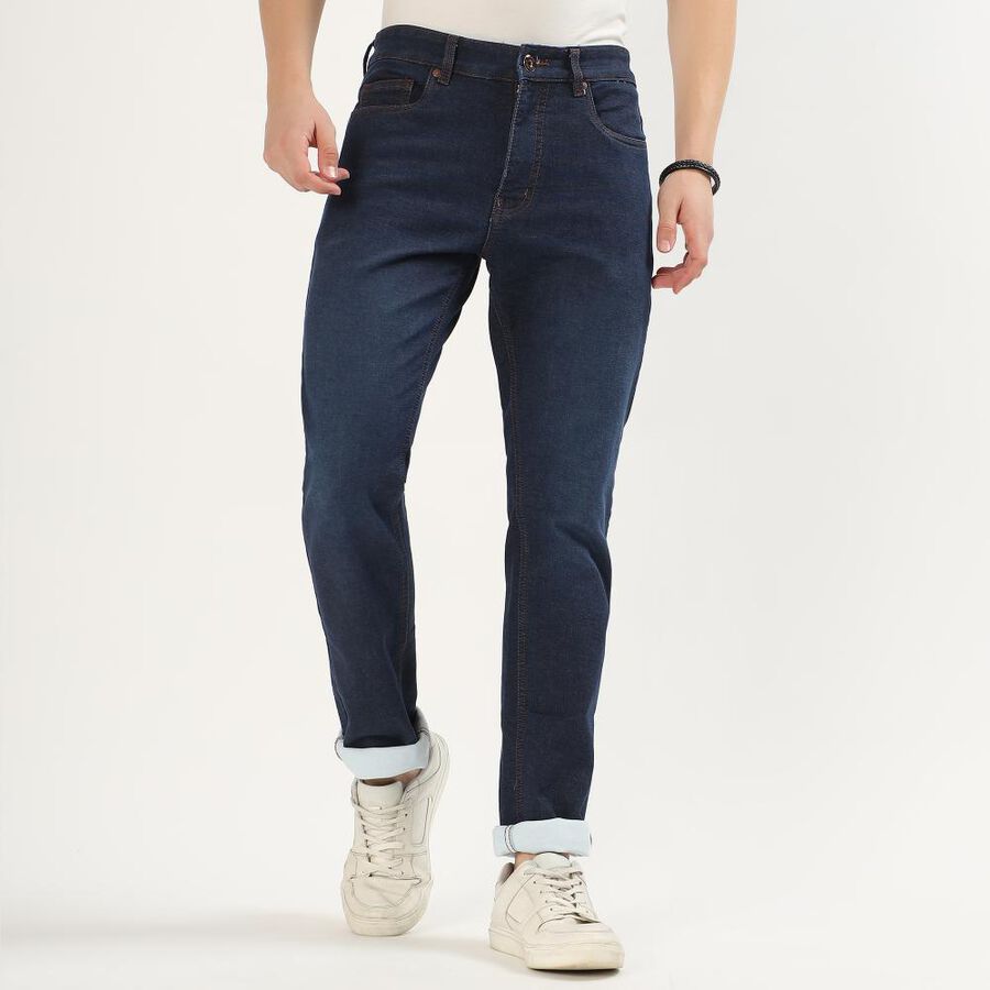 Men's Dark Indigo Blue Straight Fit Classic Jeans, गहरा नीला, large image number null