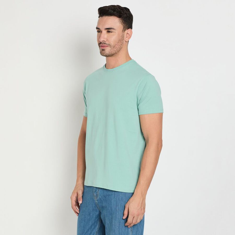 Men's Round Neck Half Sleeves T-Shirt, Aqua, large image number null