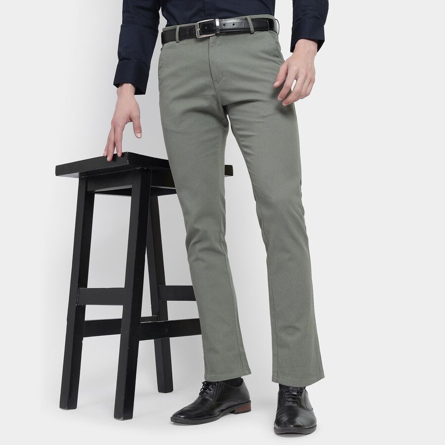 Men's Slim Fit Casual Trousers, Light Green, large image number null