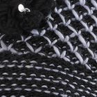 Women's Black and Grey Knitted Beanie Cap, Black, small image number null